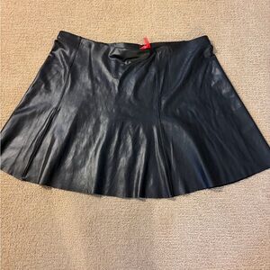 SPANX Black Faux Leather Skater Skirt